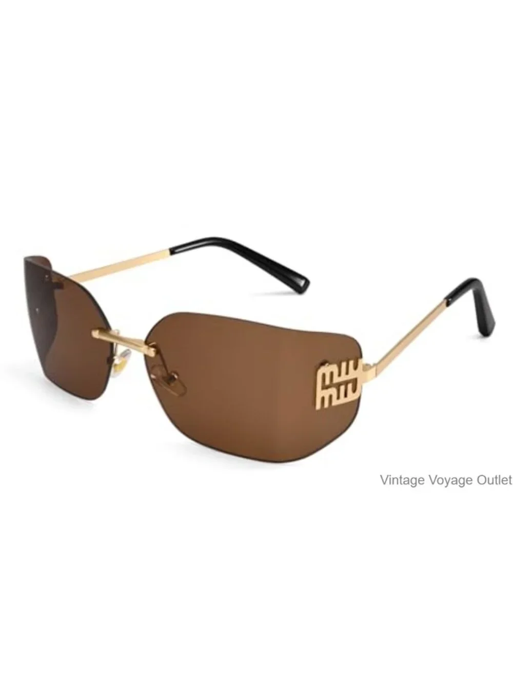 Rimless Y2K Sunglasses Women Retro Oversized Shield Frame UV400 Fashion Shades